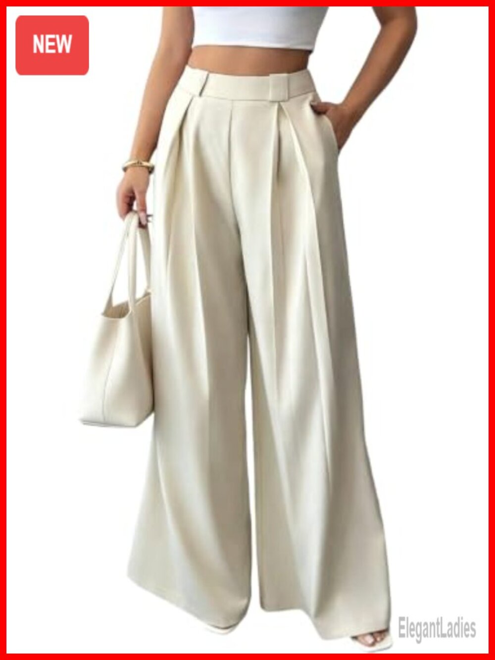 Women Wide Leg Dress Pants High Waisted Pleated Work Trousers